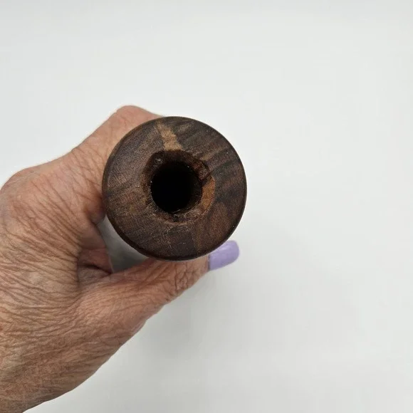 Hand Crafted Turned MCM Hardwood Vase Signed by Artist - Handcrafted Natural - Picture 12 of 14